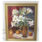 Floral oil on canvas in gilded frame