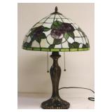 "Red Flowers" Stained Glass Lamp