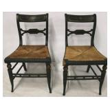 2 Painted rush seat early chairs