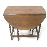 Barley twist gate leg drop side table