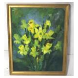 Oil on board painting of gladiolas
