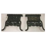Pair cast iron bench arms with dog heads