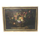 Vintage floral oil on canvas