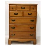Maple finish chest of drawers