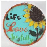 Metal Sign "Life Love Joyfully" - 20" round