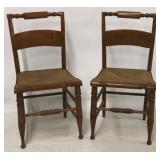 Pair walnut rush seat early chairs