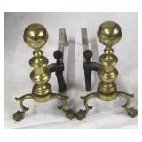 Pair brass andirons