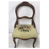 Victorian needlepoint seat carved chair