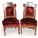 Carved Victorian walnut parlor chairs