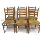 Matching set of 6 rush seat chairs