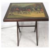 Folding hunt scene card table