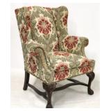 Chippendale wingback chair in nice upholstery