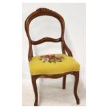 Victorian carved needlepoint seat parlor chair