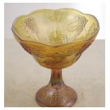 Amber Glass Compote - 8 1/2 x 8 1/2