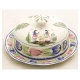 Quimper Covered Butter Dish - mfg defect