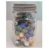 Ball Mason Jar Full of Glass Marbles - 5 1/2" tall