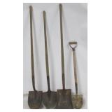 Lot of 4 Assorted Shovels