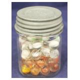 Kerr Mason Jar Full of Marbles - 4" tall