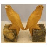 Pair alabaster marble bird bookends