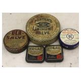 5 Assorted vintage metal tins