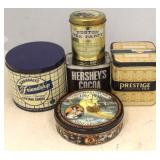 Lot of 5 vintage metal tins