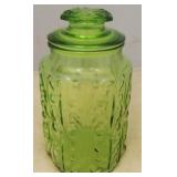 Green Glass Jar Canister - 9 1/2 tall