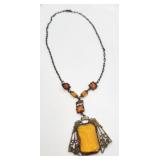 Vintage Amber Colored Gem Necklace