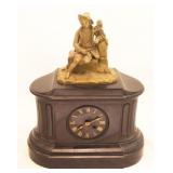 Antique bronze mounted solid slate mantle clock
