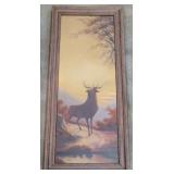 Early oil on canvas painting of stag