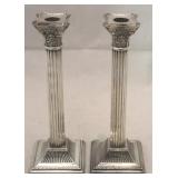 Pair silver plated candle holders