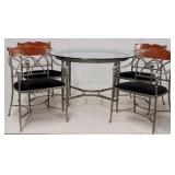 Aluminum 5 piece glass top dinette set