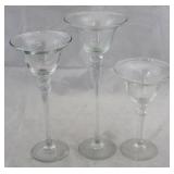 3 Piece glass candle set