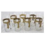 7pc Clear w/ Gold Trim Cups - 5 1/4 tall