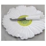 Ceramic cheese plate with knife