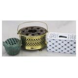 3 Flower frogs, brass, Delpht