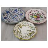 3 Pc Assorted art pottery plates