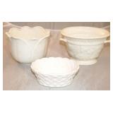 Group of 3 Cream Colored Planters