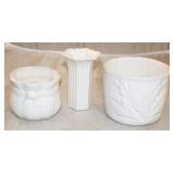 Group of 3 White Ceramic Planters