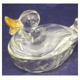 Glass Duck Trinket Dish