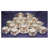 22 pc Oriental Cups & Saucers w/ Creamer & Sugar