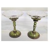Pair Candle Holders - 5 3/4 x 4
