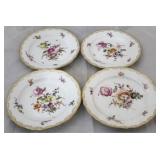 4 Porcelain plates with incised Meissen mark