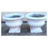 Pair of Round Concrete Planters