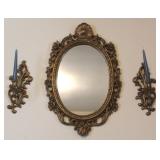 3pc Candle Holder & Mirror Set