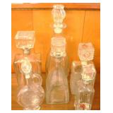 Lot of 6 Glass Decanter Bottles
