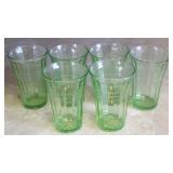 6pc Set of Green Glasses - 3 3/4" tall