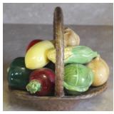 Art Pottery Vegetables in pottery basket