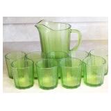 10pcs Green Glass Pitcher w/ 9 glasses