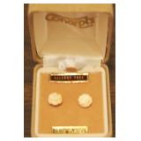 Carved Ivory Pierced Earrings