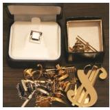 Lot of Assorted Tie Tacks & Money Clip